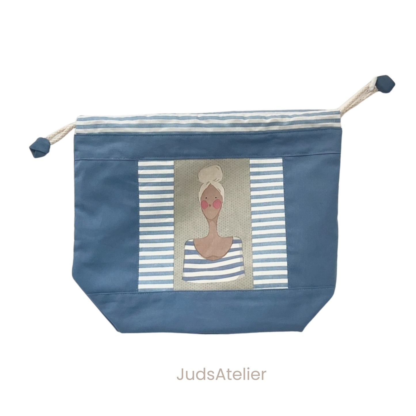 Sewing bag with floral print in ochre tones