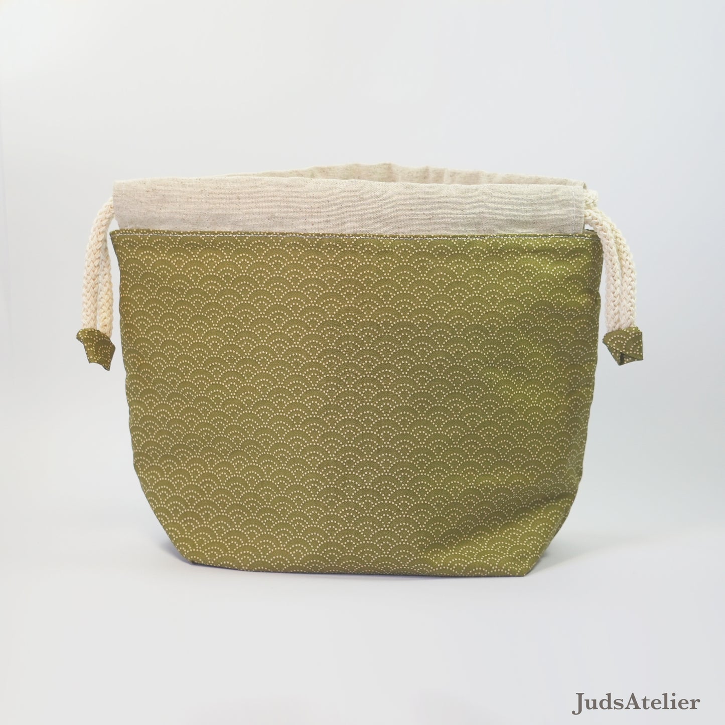 Bolsa de labores modelo ENSUEÑO con estampado japonés en color verde