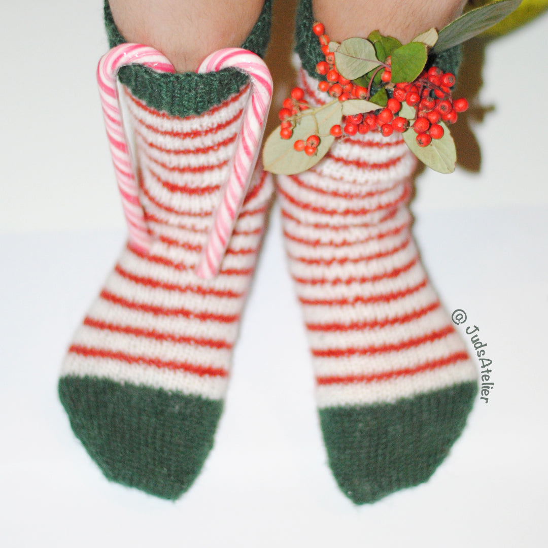 Patrón a dos agujas - CALCETINES NAVIDEÑOS sin talón