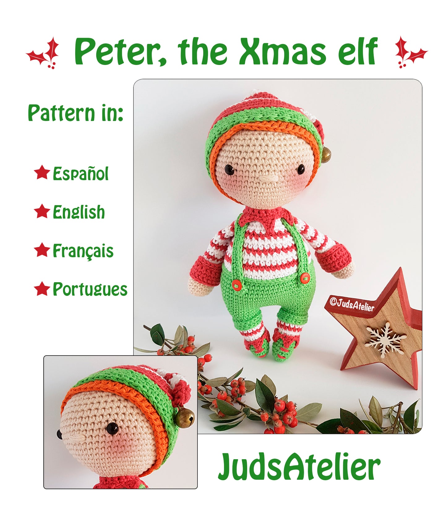 Patrón amigurumi - PETER el elfo de Navidad