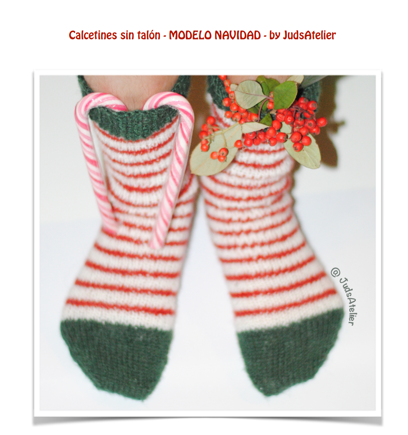 Patrón a dos agujas - CALCETINES NAVIDEÑOS sin talón