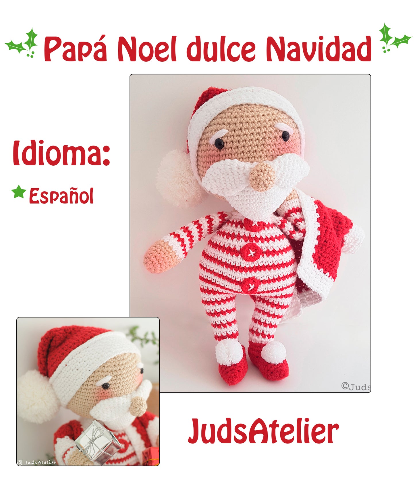 Patrón amigurumi - PAPÁ NOEL dulce Navidad