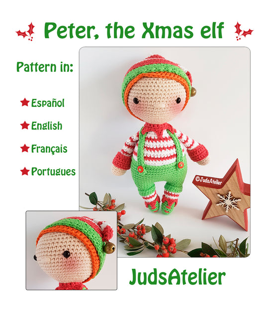 Patrón amigurumi  - PETER el elfo de Navidad